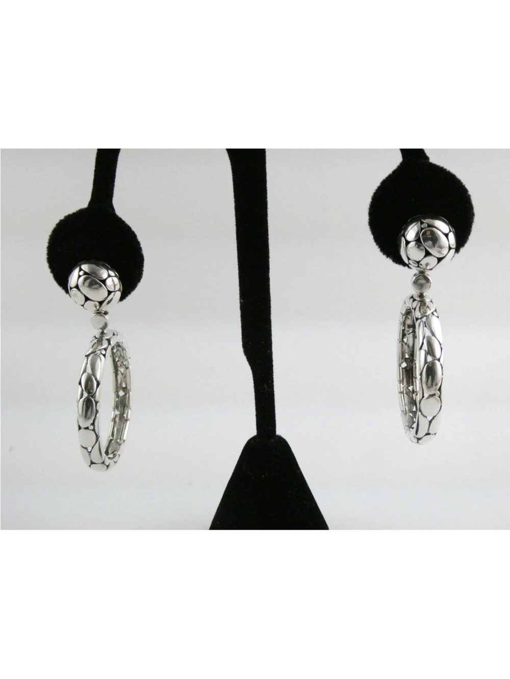 John Hardy Kali Pebble Door Knocker 925 Sterling Silver Drop Dangle Earrings